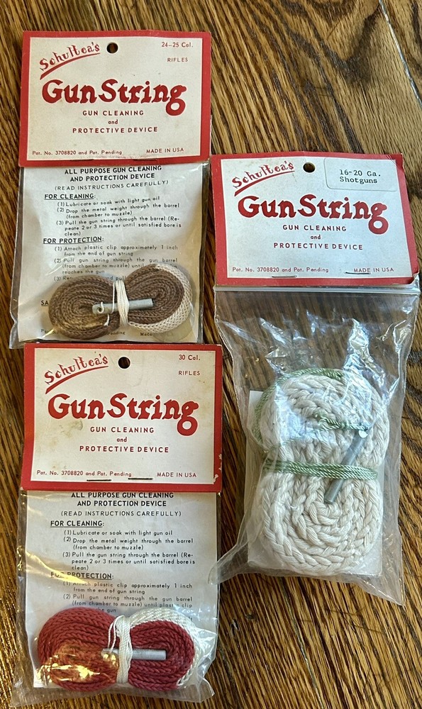 3 Pkgs Vintage Schultea’s Gun String Gun Cleaning and Protective Device Made USA