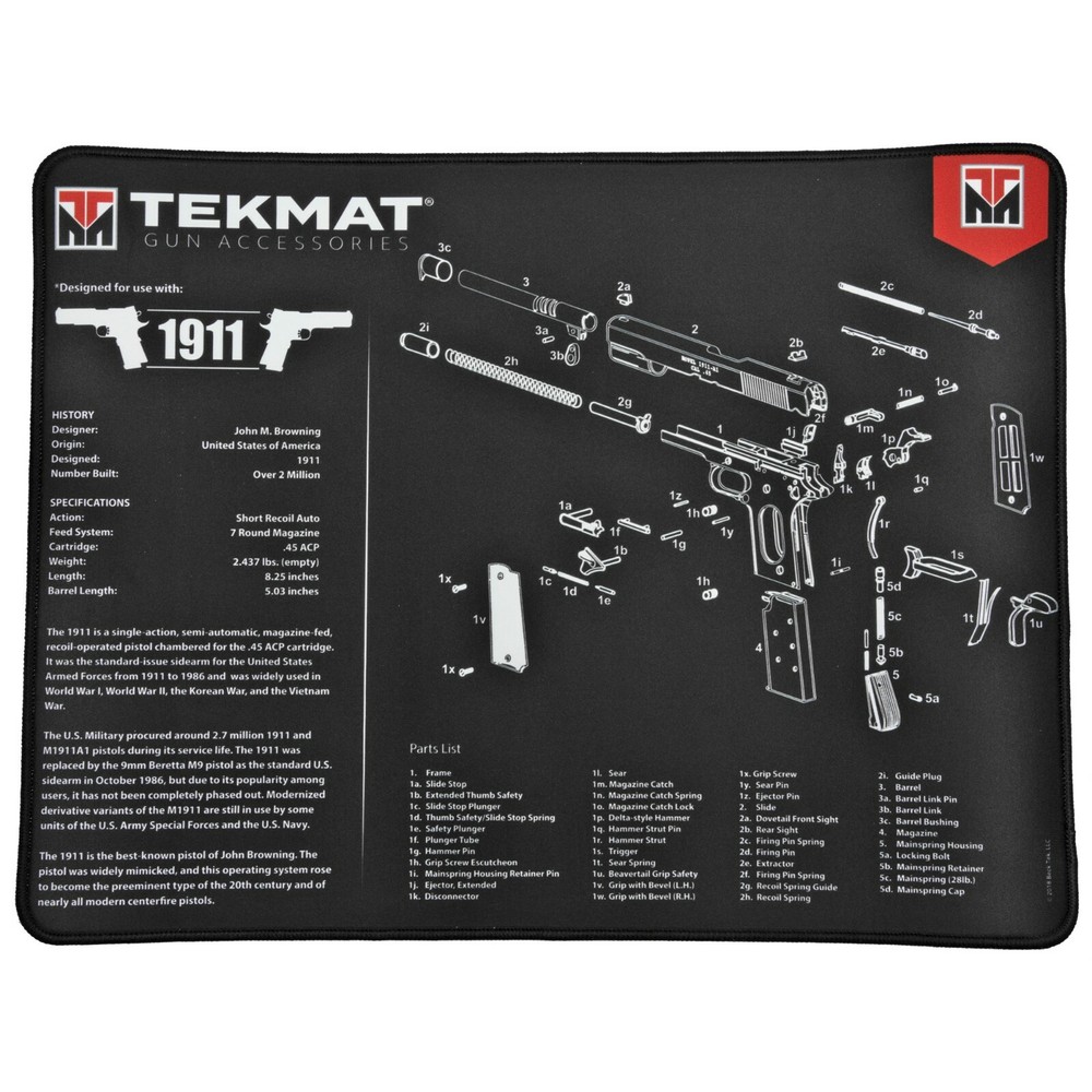 TekMat, 1911 Ultra Pistol Mat, 15″x20″, Black