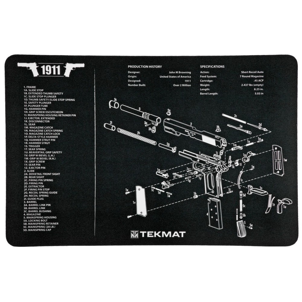 TEKMAT 1911 Pistol Mat Gun Cleaning wth Diagram of Parts 11″x17″ New in Package