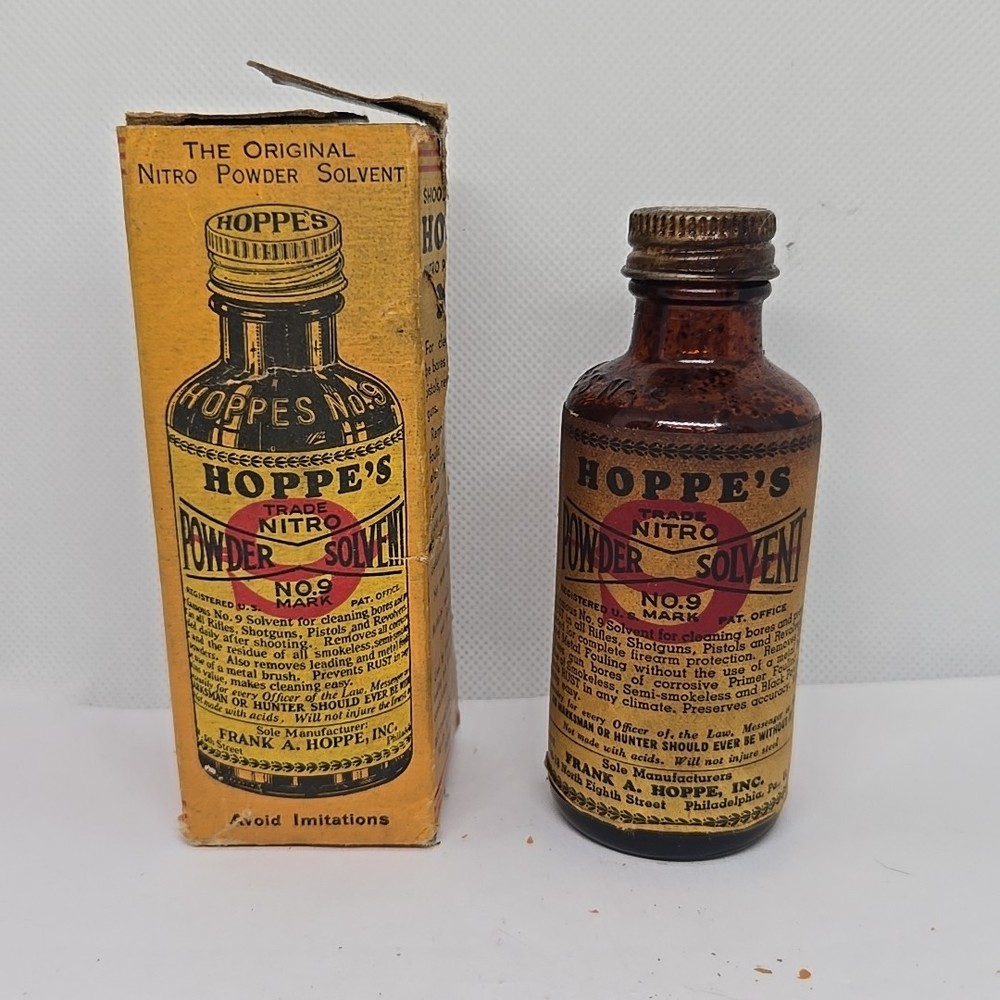 Vintage 1950’s Hoppes No 9 Powder Solvent Empty Full Gun Cleaner