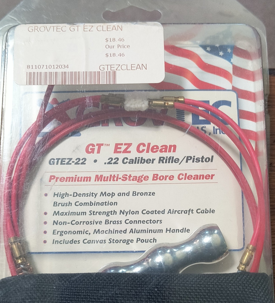 GroVTEC GT EZ Clean .22 Cal Bore Cleaner Kit Bronze Brush Bore Mop w/ Case