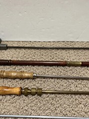 Lot Of 5 Gun Shotgun Wooden Handled Brass Steel Long Cleaning Rods