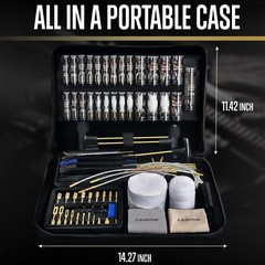 Deluxe Gun Cleaning Kit with Brass Brushes Rods and Mops 17 to 50 Calibers