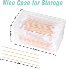Cotton Gun Cleaning Swabs with Bamboo Handle w/ Case, Pointed & Round Tips, 6″