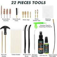Keze Gun Cleaning Kit 9mm,.22,.357,.38,.45 with Oil 1 oz. & CLP compact