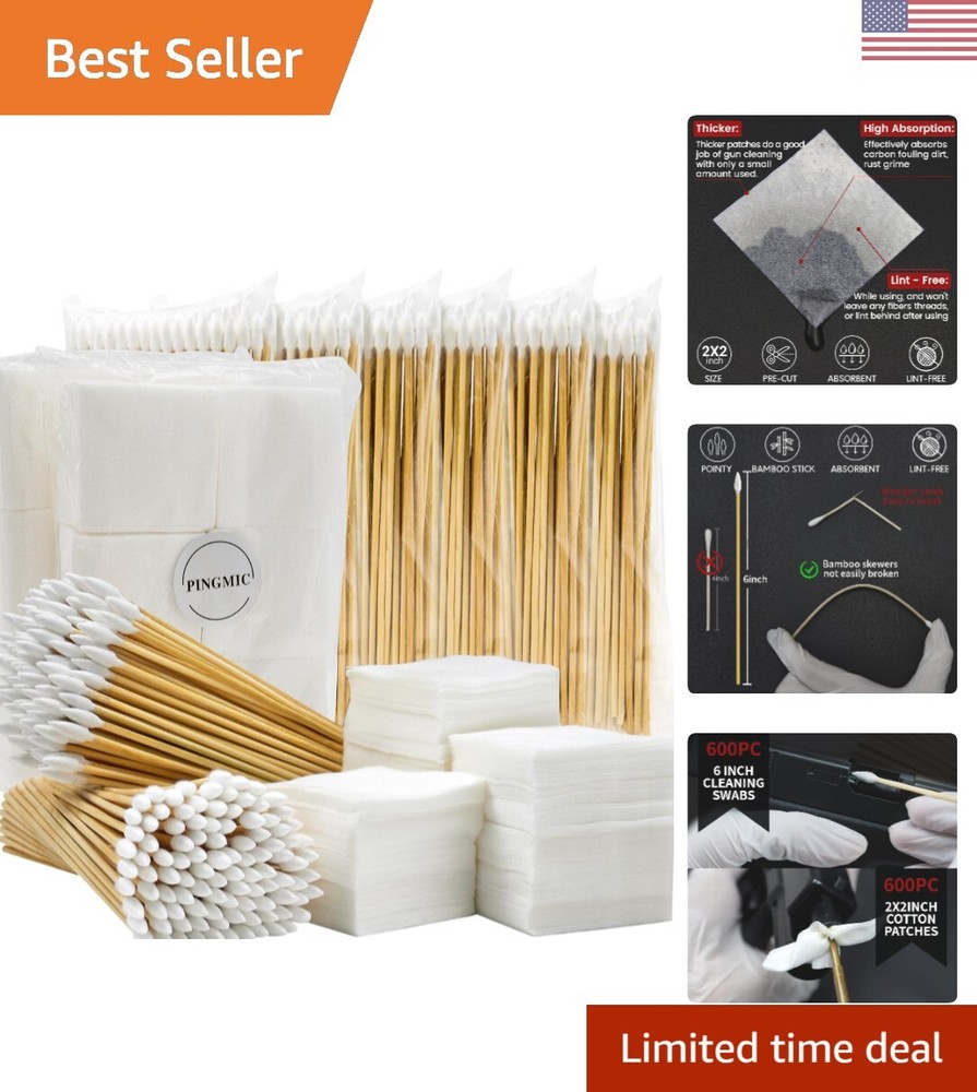 Lint Free Gun Cleaning Patches and Swabs – 1200pcs – Fits Most Caliber Firearms