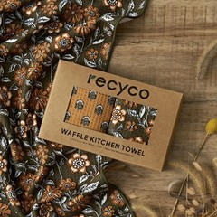 Recyco Waffle Kitchen Towel Set Of 2 – Quick Dry Microfiber Sustainable Dish