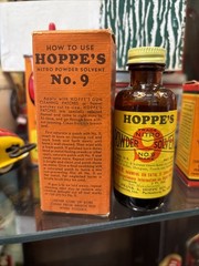 Vintage Hoppe’s No. 9 Nitro Powder Solvent Bottle Partial Contents Original Box