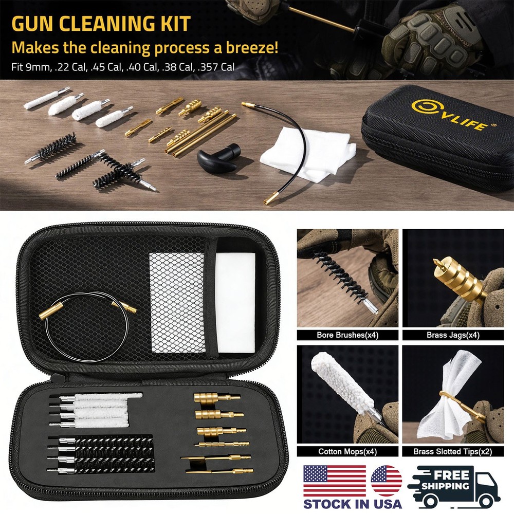 Professional Gun Cleaning Kit 9mm/22/40/45/357 Pistol Rifle Shotgun Cleaner Set