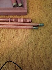 Vintage Antique Wood And Brass Rifle Cleaner Kit Wood Box with Shells
