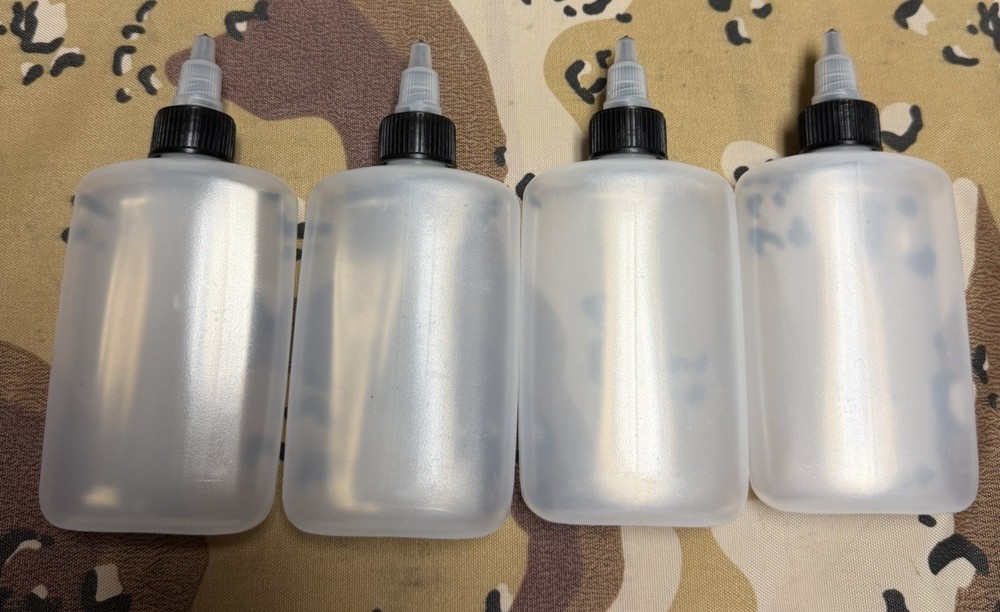 USGI Weapon Oil Bottle LSA CLP 4oz Military Cleaning Clear 4 Pack Empty New NOS