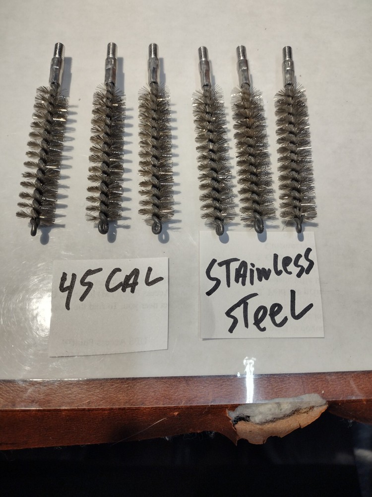 45 caliber stainless steel bore brushes rifle/pistol rmc 6 count