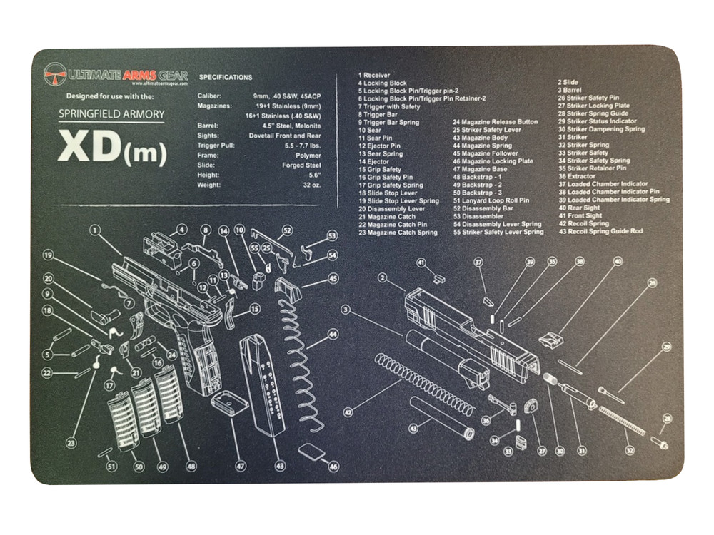 Ultimate Arms Gear Firearm Work/Cleaning Mat Compatible with XD(m) Pistols