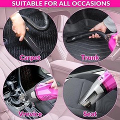 Car Cleaning Kit, Car Vacuum Detailing Kit Interior with High Power Pink