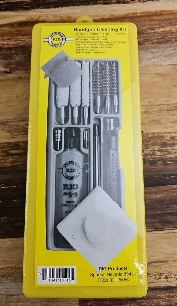 Vintage Handgun Cleaning Kit for Pistols Revolver & SBR Calibers .22 38 9mm 45