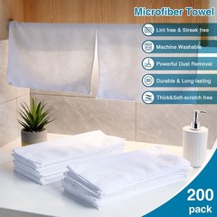 Macarrie 200pk Microfiber Cleaning Cloths Bulk 12×12″ Absorbent Towels