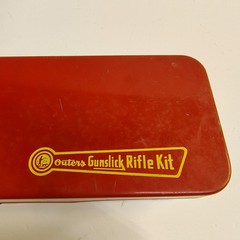 Outers Rifle Gun Cleaning Kit Red Box Rod Set Oil Patch Cloth plus extras