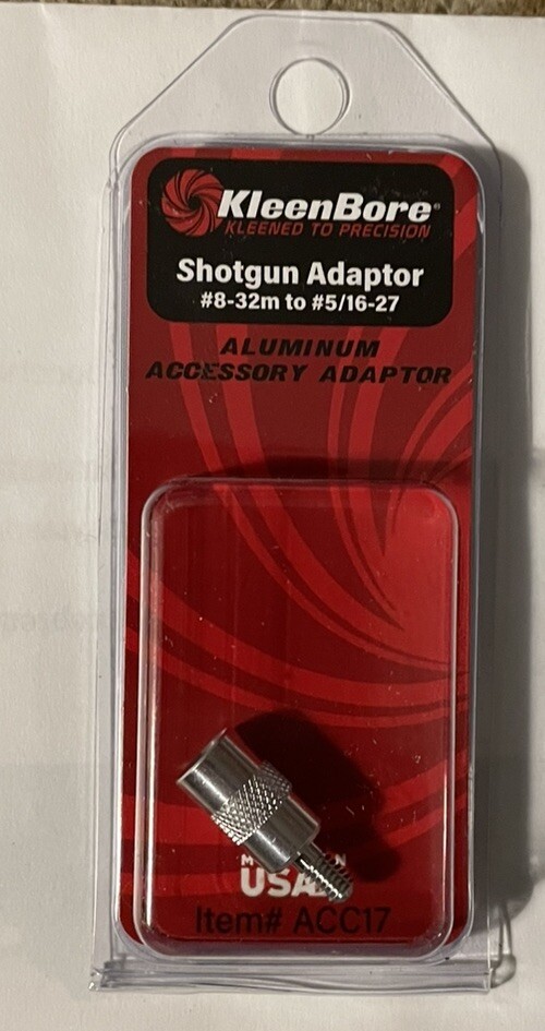 New Kleenbore Aluminum Shotgun Adapter #8-32m to #5/16-27 ACC17