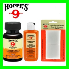 Hoppe’s #9 Gun Cleaning Kit Bore Solvent, Lubricating Oil & .38-.45 Patches 40ct