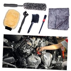 Motorcycle Cleaning Kit 6 Pack Design for Chrome, Woolies Brush, Grey (6 Pack)