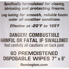 Remington Arms Accessories Rem Oil Pop-Up Gun Cleaning Wipes 7″x8″