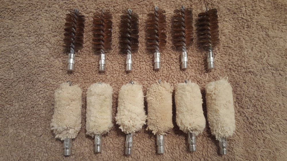 12 Pcs. 12 ga. 12 Gauge Cleaning Bore (6) Brushes & (6) Swabs Shotgun