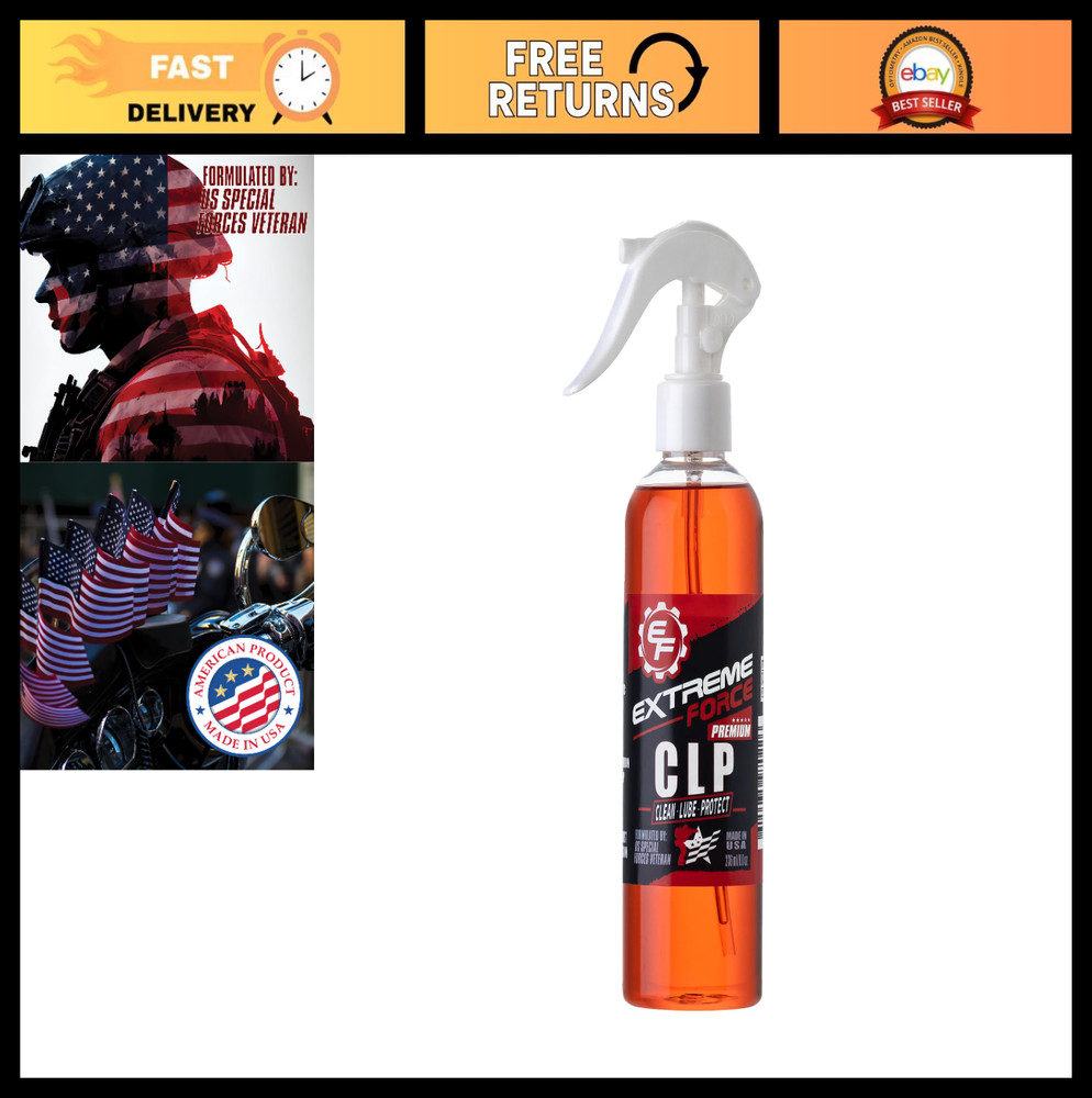 Premium Gun CLP Cleaner & Lubricant, Synthetic Blend, Removes Carbon & Rust, 8 o