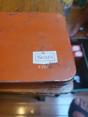 Vintage Ted Williams Rifle Cleaning Kit by Sears. Orange Metal Case. Orig. 1960s