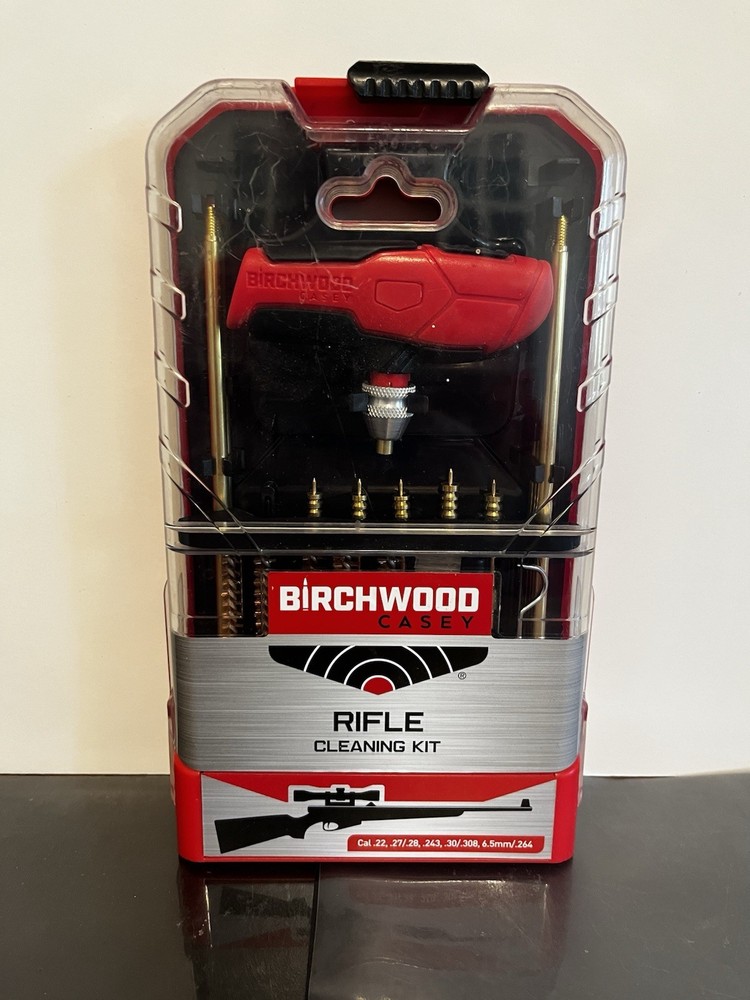 Rifle Cleaning Kit 22 Caliber Locking Chuck Case Stand Birchwood Casey Open Box