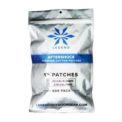 Legend Aftershock Cotton Patch 1 1/8″ 500 Pack 22/5.56/270 7MM Cal Cleaning WHT