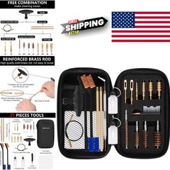 Compact Gun Cleaning Kit with Zippered Case and 10.5 Inch Brass Cleaning Rod