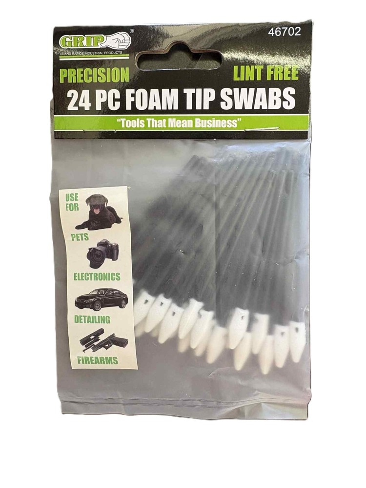 Grip 24pc Foam Tip Swabs Lint Free Electronics Detailing Pets 46702