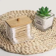 Cotton Swab Storage Box Double Head Buds Container Transparent Square Organize