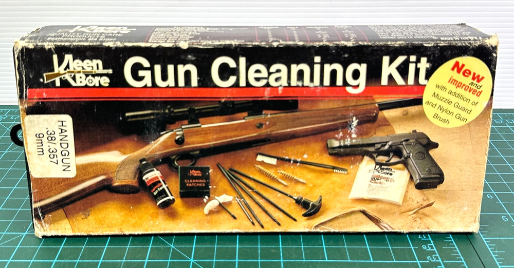 Kleen-Bore Handgun Cleaning Kit 38 357 9mm With Steel Rod Black Case Vintage