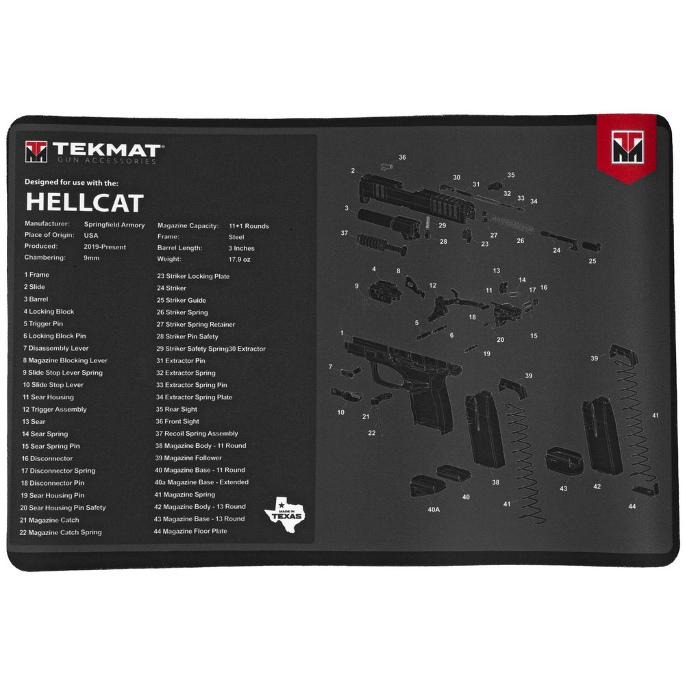 TekMat TEKR17HELLCAT Springfield Armory Hellcat Cleaning Mat Gray/White Rubber 1