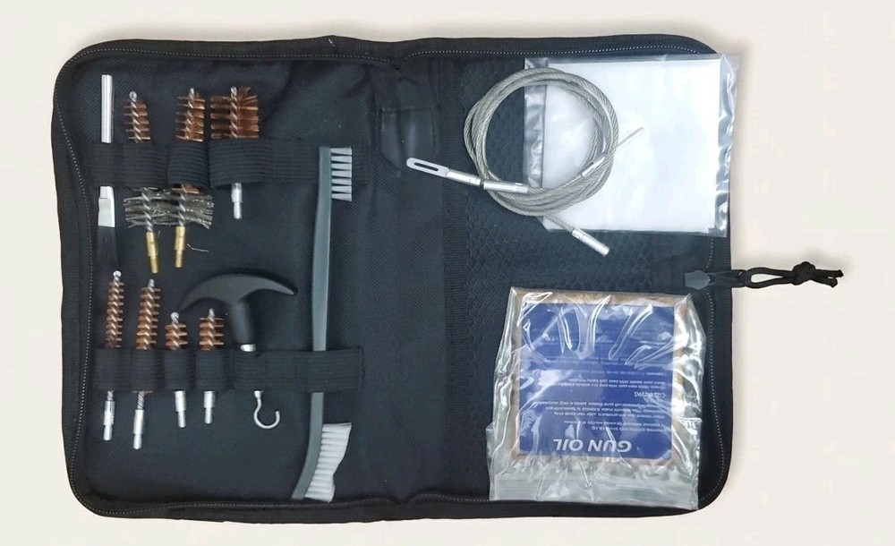 NRA-ILA Universal Gun Cleaning Kit – Tactical Zippered Case with Brushes & Oil