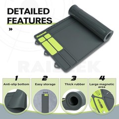 Gun Cleaning Mat 48″x16″, Extra Large Magnetic Gun Mat with Organizer Parts Tray