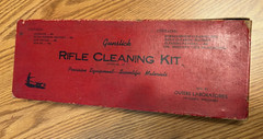 VTG. GUNSLICK RIFLE CLEANING KIT #477 & CONTENTS (RAMROD, GREESE, PATCHES, LUBE