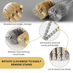8 Pcs Bore Brush Set – Stainless Steel & Brass Wire Brushes for Deep Cleaning, F