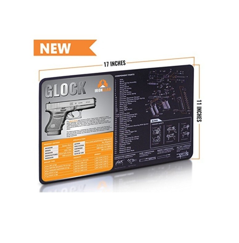 Ironclad Gun Cleaning Mat Compatible for Glock – 3mm Neoprene – 17 x 11 Inches