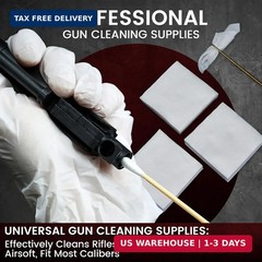 Gun Cleaning Kit Supplies Storage Box 600 Patches 200 Swabs Set
