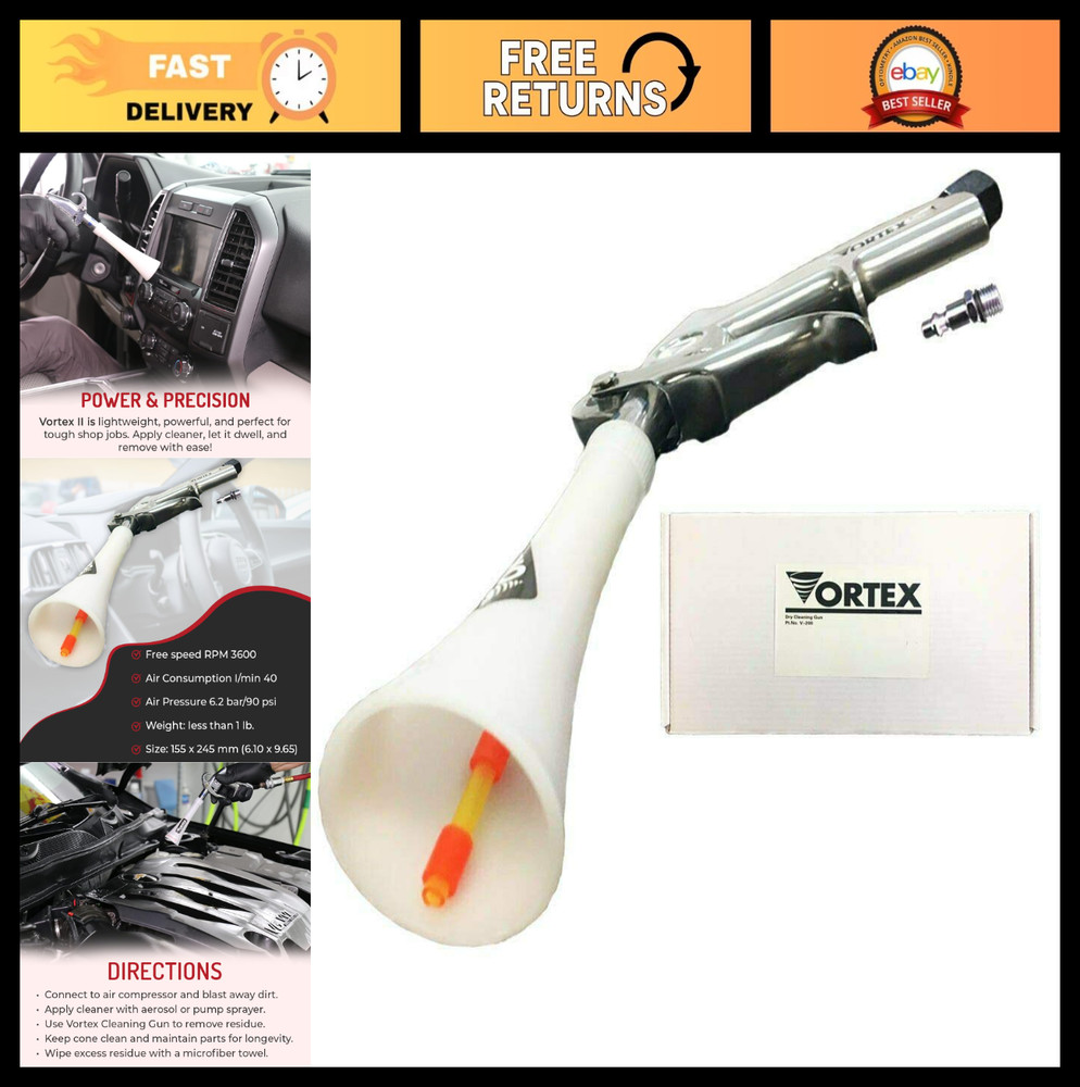 Vortex II Air Cleaning Gun – Pro Auto Detailing Tool for Deep Interior & Exterio