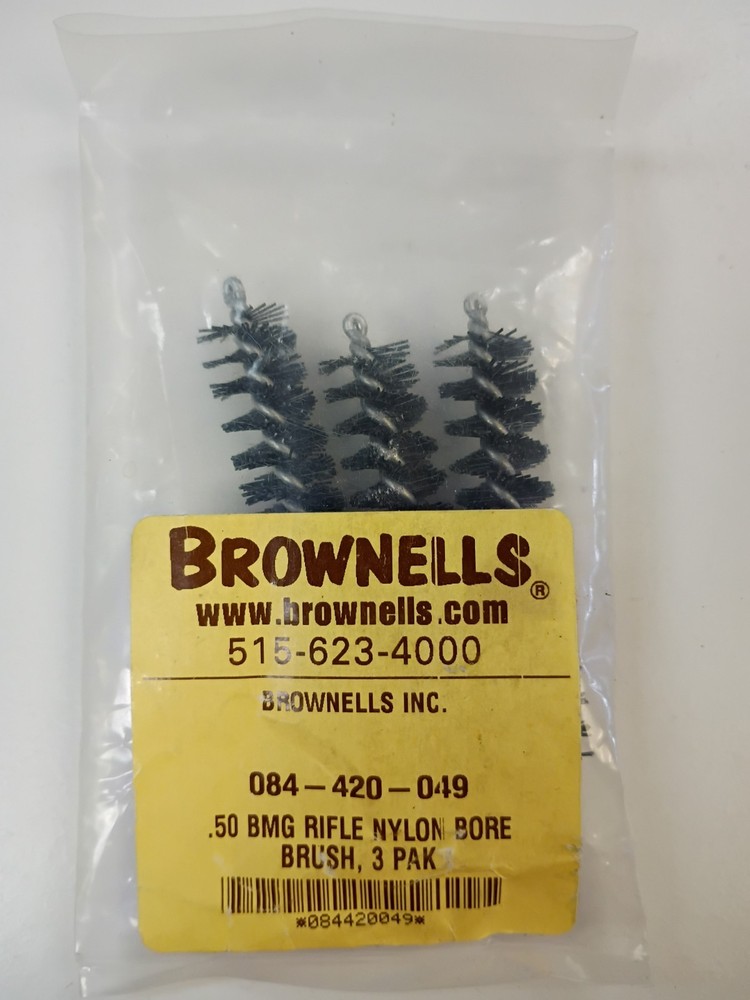three Brownells nylon bore brushes designed specifically for .50 BMG caliber…