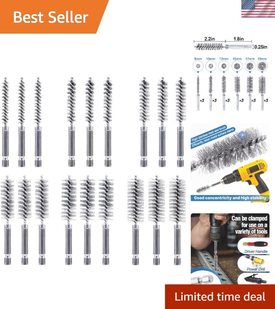 Comprehensive 18pc Bore Brush Cleaning Kit with Durable Stainless Steel Bristles