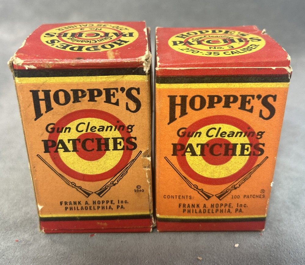 2x Vintage Hoppe’s .270 – .35 Caliber Gun Cleaning Patches No 3 Box FULL
