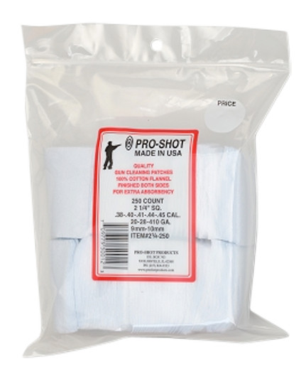 Pro-Shot Cleaning Patches Cotton Flannel For .38-.45 Caliber 250 Pack – 214250