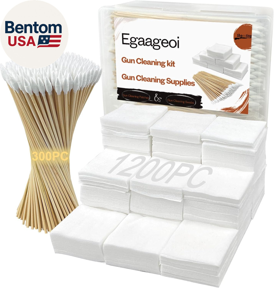 Gun Cleaning Supplies – Gun Cleaning Patches & Pointed Cotton Swabs for Pistol,