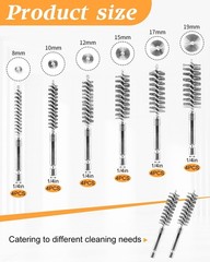 24 Piece Stainless Steel Bore Brush Set for Drill, Hex Shank Cleaning Tools