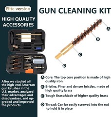 Pistol Cleaning Kit 9mm .357 .22 .45 .40 Caliber Handgun Brass Brush 100 Patches