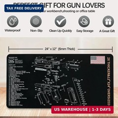 Gun Cleaning Mat for Glock – 24″ x12″ Gun Mat Black (with 6″ Swabs)